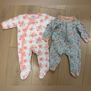 Pair of Floral Baby Sleepers (Size 3-6m)